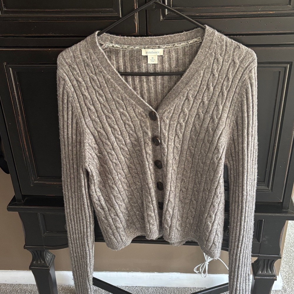 Sundance Gray Cable Knit Cardigan